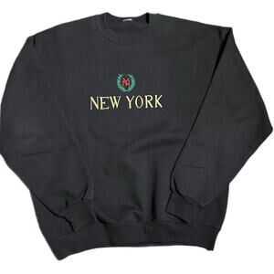 Vintage black New York crewneck gold,green and red embroidered crewneck (XL)